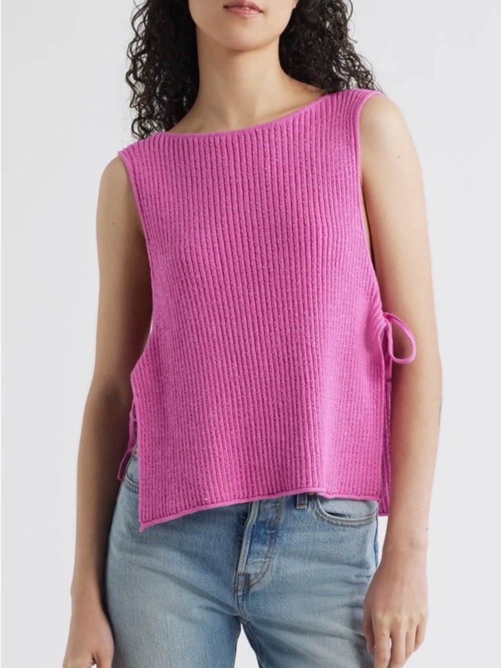 Free-est Free People Sleeveless Ribbed Knit Tank Top - Pink